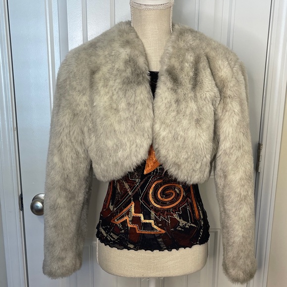 Norma Kamali Jackets & Blazers - Y2K NORMA KAMALI Elegant Faux Fur Women's Crop Jacket